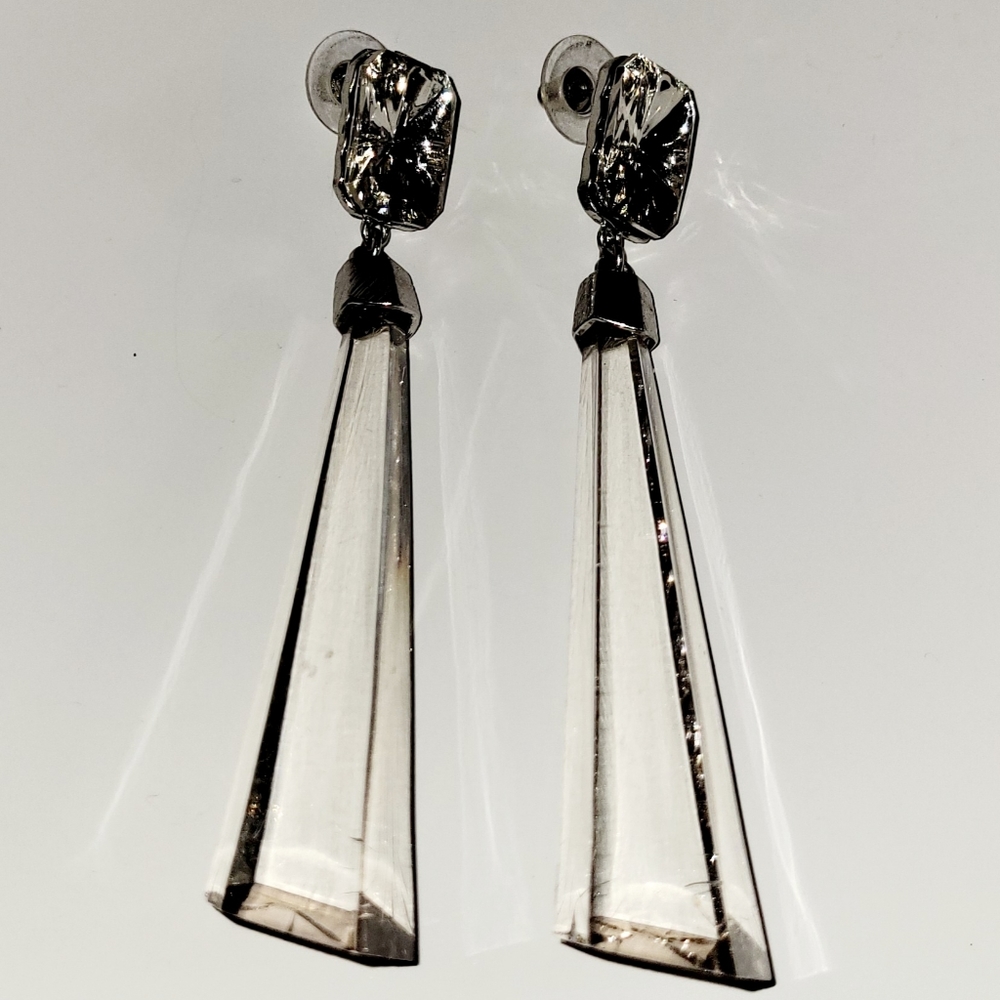New Acrylic Earrings, Stunning Chandelier & Rhinestone Jewel Drop, Post Earrings